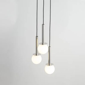 Csillár zsinóron DAISY 3xG9/12W/230V átm. 27 cm fényezett króm/fekete/fehér