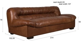 Barna bőr kanapé 214 cm Douglas – Dutchbone