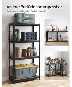 Álló polc, könyvespolc, tárolópolc 40 × 80 × 160 cm, barna/fekete