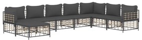 8 részes antracitszürke polyrattan kerti ülőgarnitúra párnákkal