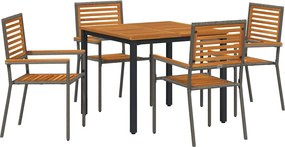 vidaXL Kert étkező szett 5 pcs Szürke és Barna polirattan