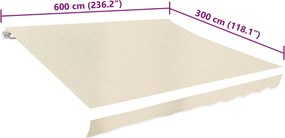 Krémszínű vászon napellenző ponyva 6 x 3 m (a váz nem tartozék)