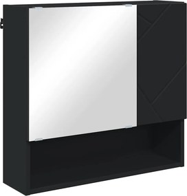 vidaXL Tükörszekrény Falra szerelhető Fekete 59 x 17 x 55 cm Faanyag