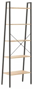 5-szintes világosbarna-fekete állópolc 56x35x174 cm