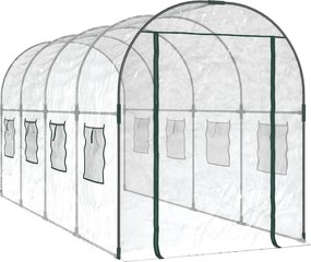 vidaXL átlátszó PVC és porszórt acél melegház 160 x 400 x 190 cm
