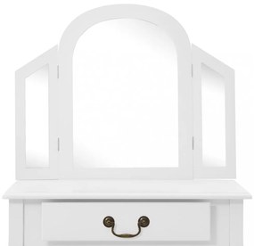 fehér császárfa MDF fésülködőasztal ülőkével 65x36x128 cm