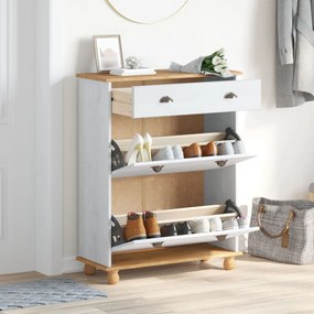 cipőszekrény ASKIM Fehér 85x35x108 cm tömör fenyőből