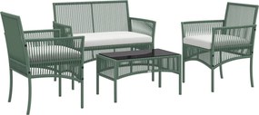 Outsunny 4 darabos Rattan Kertikészlet, Kültéri Készlet 2 Kültéri Karosszékkel, Kerti Sofával és Kerti Kávézóasztallal, Zöld és Fekete | Aosom