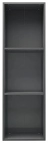 magasfényű szürke szerelt fa könyv-/TV-szekrény 36x30x114 cm