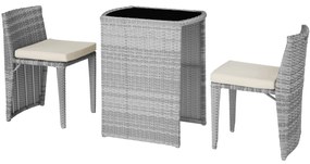 tectake 403768 alumínium bistro hamburg rattan bútorkészlet - világosszürke