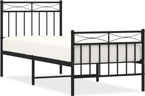 vidaXL fekete fém ágykeret fej- és lábtámlával 80 x 200 cm