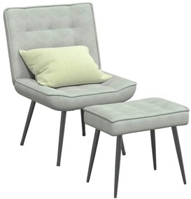 világosszürke bársony pihenőfotel lábtartóval