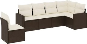 vidaXL 6 részes barna polyrattan kerti ülőgarnitúra párnával