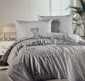 Pamut lepedők Love fekete TiaHome - 1x Párna 90x70cm, 1x Paplan 140x200cm