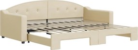vidaXL krémszínű kihúzható szövet heverő 90 x 200 cm