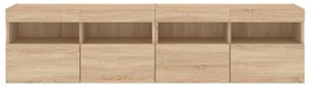 2 db sonoma tölgy színű fali TV-szekrény LED-del 80x30x40 cm