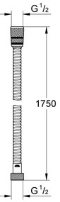 GROHE 22100000 - Zuhanytömlő VITALIOFLEX METAL LONG-LIFE 1750 mm króm
