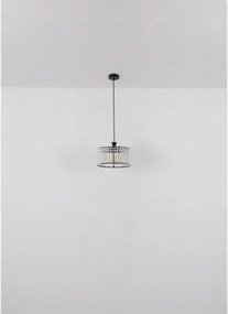 Globo 15742H Függeszték fém fekete matt, átlátszó akril kristályok, fekete PVC kábel, ø: 310mm, M: 1200mm, 1x E27 60W 230V izzó nélkül