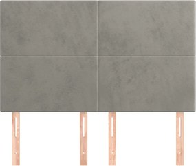 világosszürke bársony fejtámla 144x5x118/128 cm