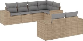 vidaXL 7 részes bézs polyrattan kerti ülőgarnitúra párnákkal