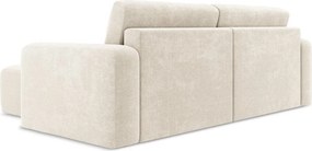 Krémszínű zsenília kinyitható-tárolóhelyes sarokkanapé (jobb oldali-heverő résszel) Kona – Makamii