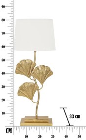 Asztali lámpa arany ginkgo leveles fehér burával 81 cm