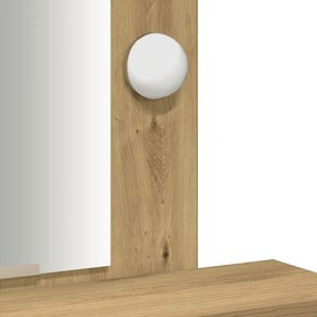 LED-es világító sminktükör asztal Kézműves tölgy 50x41x140 cm