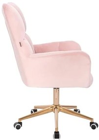 HR650K Púderrózsaszín modern velúr szék arany lábbal