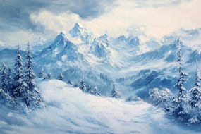 Fotótapéta Flizelina Tájkép Hegyek Csúcsok Tél Hó Fagy 254x184 ragasztó