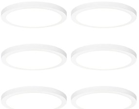 6 darabos süllyesztett vagy felületre szerelt spotlámpa készlet fehér 30 cm LED-del, 3 fokozatú Dim to Warm - Trans