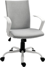 Vinsetto Irodai Szék Állítható Magassággal, Billentő Funkcióval, Forgószék 120 Kg Teherbírással, 61 x 61 x 99 cm Világosszürke és Fehér | Aosom