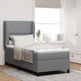 Boxspring Ágy Matraccal - Világosszürke, 100x200 cm, Szövet