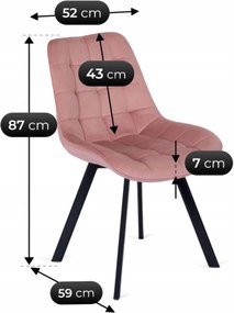 Szék rózsaszín színben, bársony kárpittal. RICK