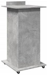 betonszürke szerelt fa állópult kerékkel és fiókkal 55x55x107cm