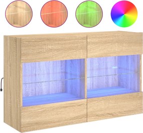 vidaXL sonoma tölgy színű fali TV-szekrény LED-del 98,5x30x60,5 cm