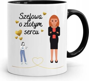 Fekete Arany Szívű Főnök Ajándék Bögre fényképes nyomattal