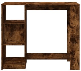 füstös tölgy színű szerelt fa bárasztal polccal 124x46x103,5 cm