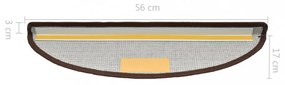 10 db lépcsőszőnyeg 56 x 17 x 3 cm kávébarna félkör alakú lépcsőszőnyeg