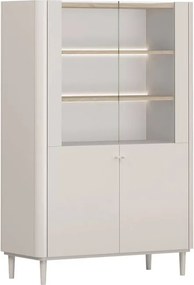 Elivo vitrines szekrény 100 cm kétajtós lábakon - kasmír / olajozott tölgy