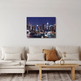 Üveg kép - New York-i felhőkarcolók megvilágítva (70x50 cm)