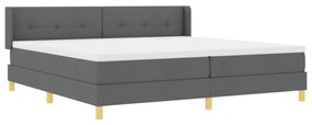 Boxspring ágy matraccal, sötétszürke, 200 x 200 cm, textil