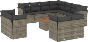 vidaXL 12 részes szürke polyrattan kerti ülőgarnitúra párnákkal