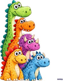 PIPPER. Színes dinoszauruszok – textil falmatrica