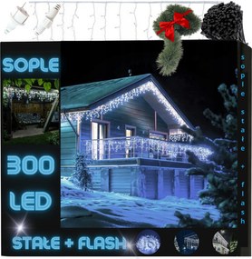 Kültéri Karácsonyi Jégcsap Lámpa 300 Led Vaku Effekt Fények