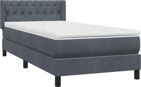 vidaXL sötétszürke bársony rugós ágy matraccal 90x220 cm