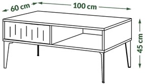 RONJA dohányzóasztal fiókkal, taupe/fekete színben