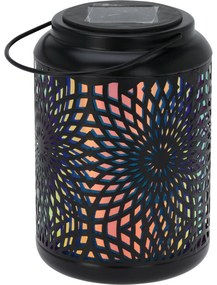Mandala napelemes LED lámpa fekete, 18 cm, meleg fehér