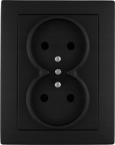 Dupla VCX elektromos aljzat fekete 2x2P+Z IP20 földeléssel