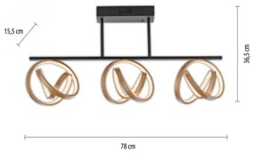 JUST LIGHT. 6245-18 - LED Felületre szerelhető csillár LOOP 3xLED/11W/230V 2700-5000K + távirányító