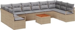 vidaXL Kerti Kanapé Szett 11 pcs Beige és Világosszürke polirattan